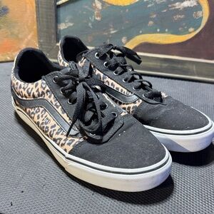 Vans Black and Leopard Print Sneakers